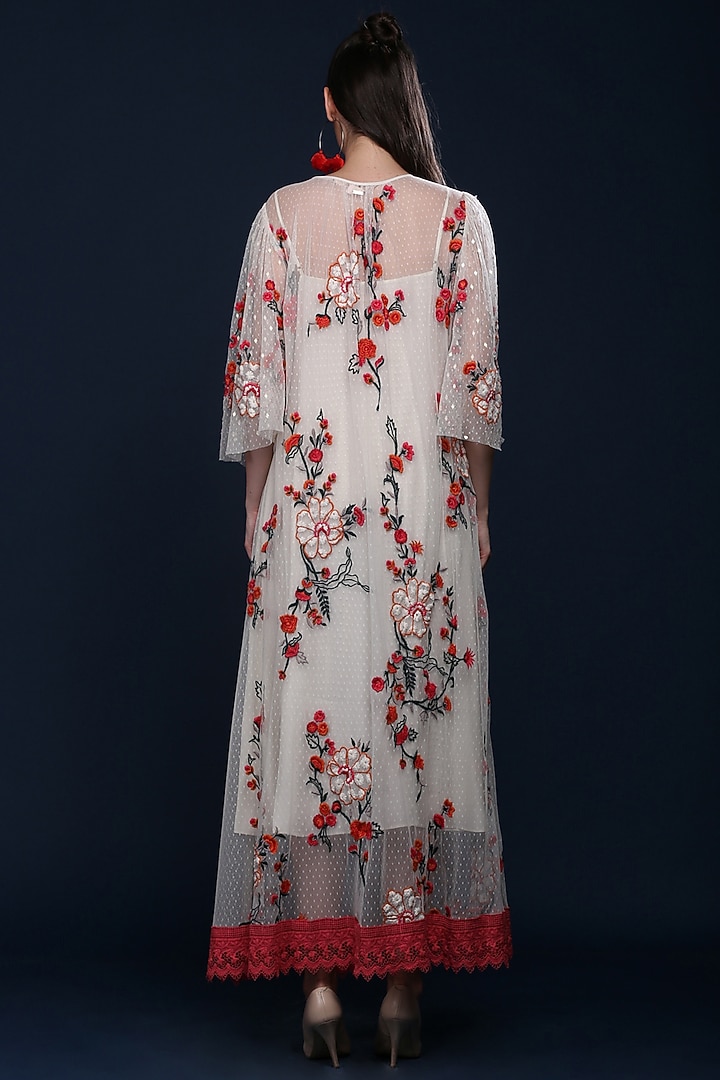 Ivory Maxi Cocktail Dress With Boota Applique Detailing by Verb by Pallavi Singhee at Pernia's Pop Up Shop