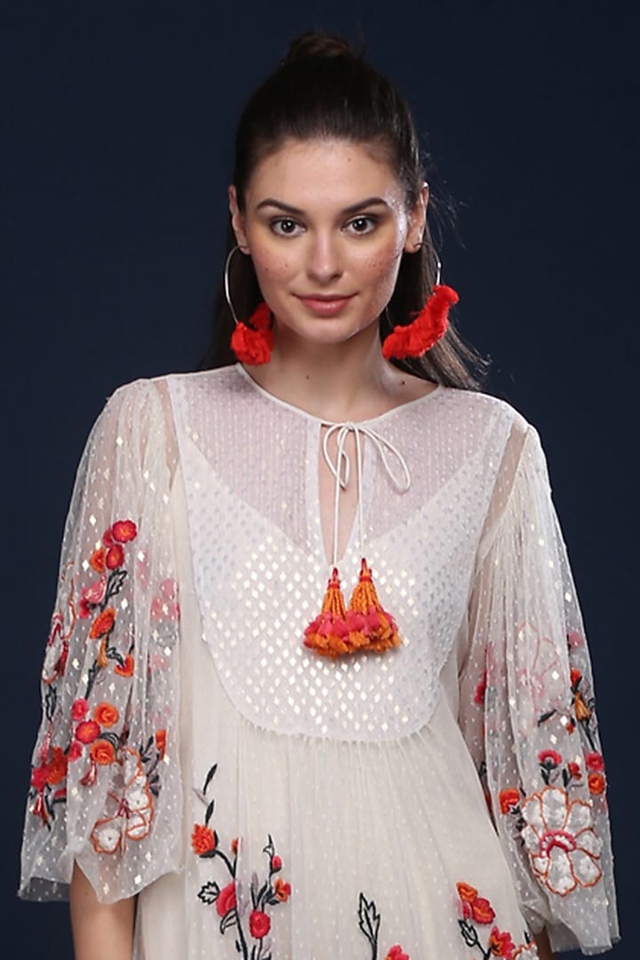 Ivory Maxi Cocktail Dress With Boota Applique Detailing by Verb by Pallavi Singhee at Pernia's Pop Up Shop