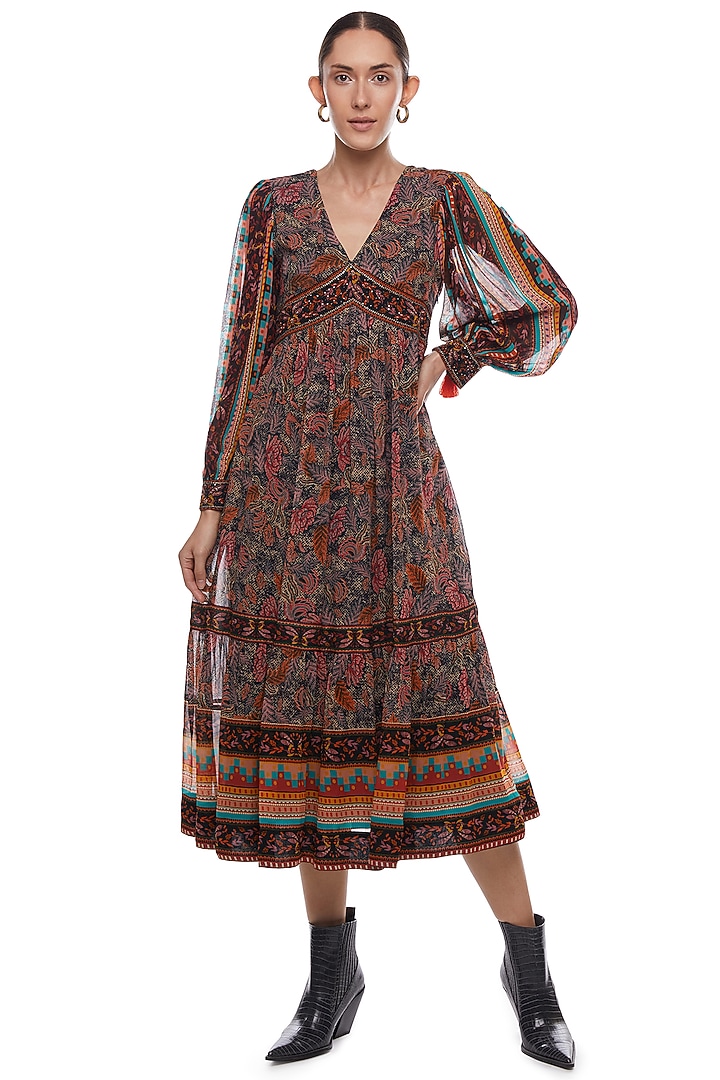 Brown & Black Printed Summer Dress by Verb by Pallavi Singhee at Pernia's Pop Up Shop