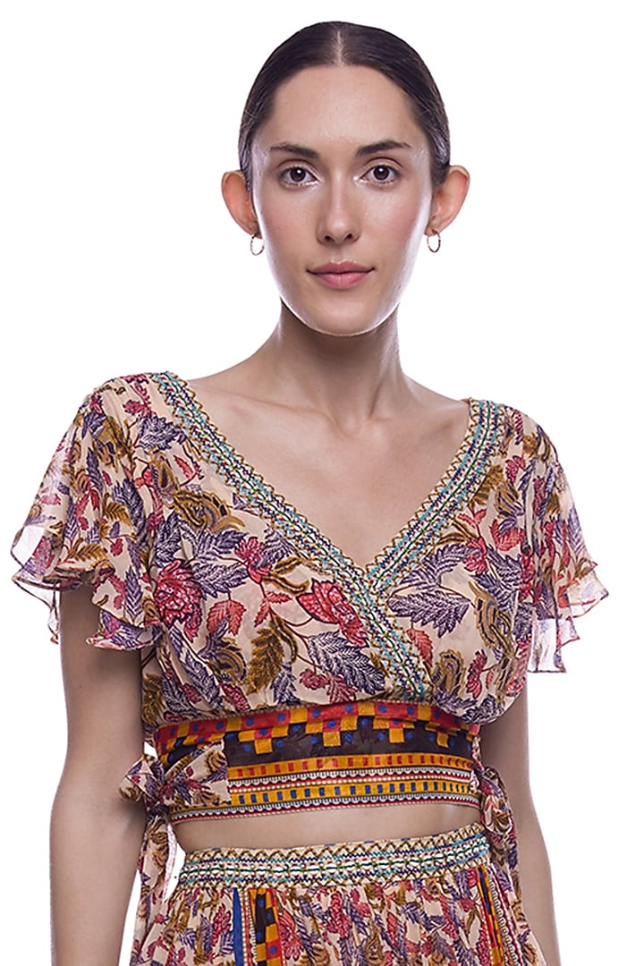 Brown Floral Printed Blouse by Verb by Pallavi Singhee at Pernia's Pop Up Shop