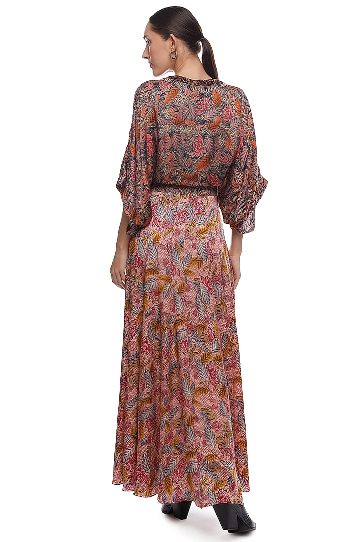 Black & Faded Red Printed Wrap Vacation Dress by Verb by Pallavi Singhee at Pernia's Pop Up Shop