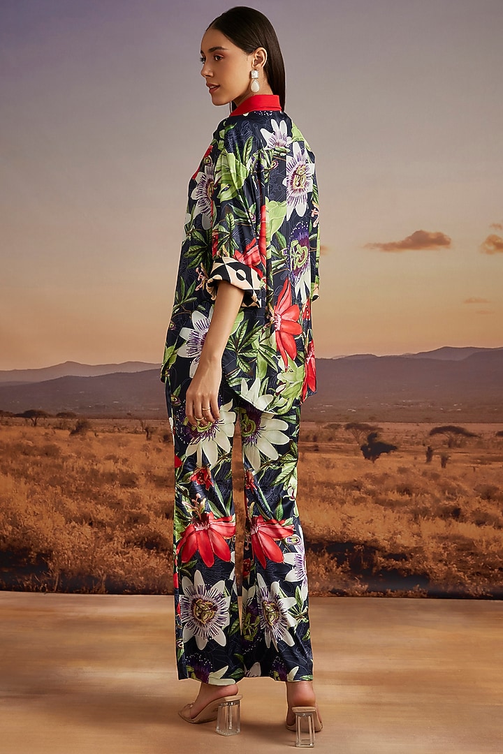 Black Viscose Crepe Printed Blouse by Verb by Pallavi Singhee at Pernia's Pop Up Shop