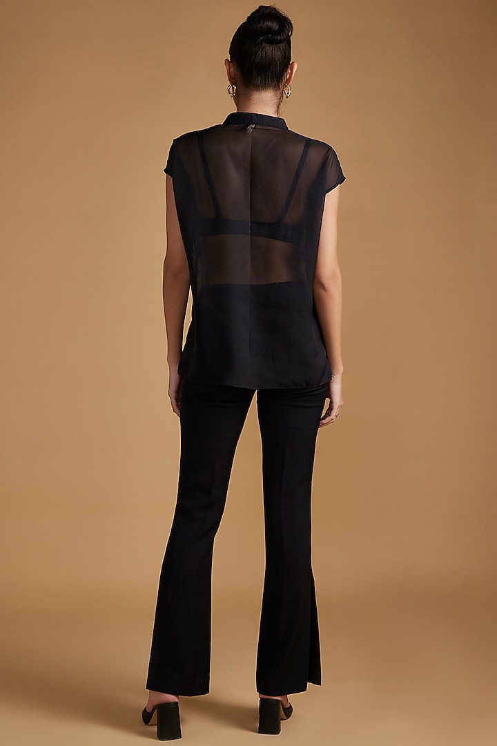 Black Sheer Organza Embroidered Shirt by Verb by Pallavi Singhee at Pernia's Pop Up Shop