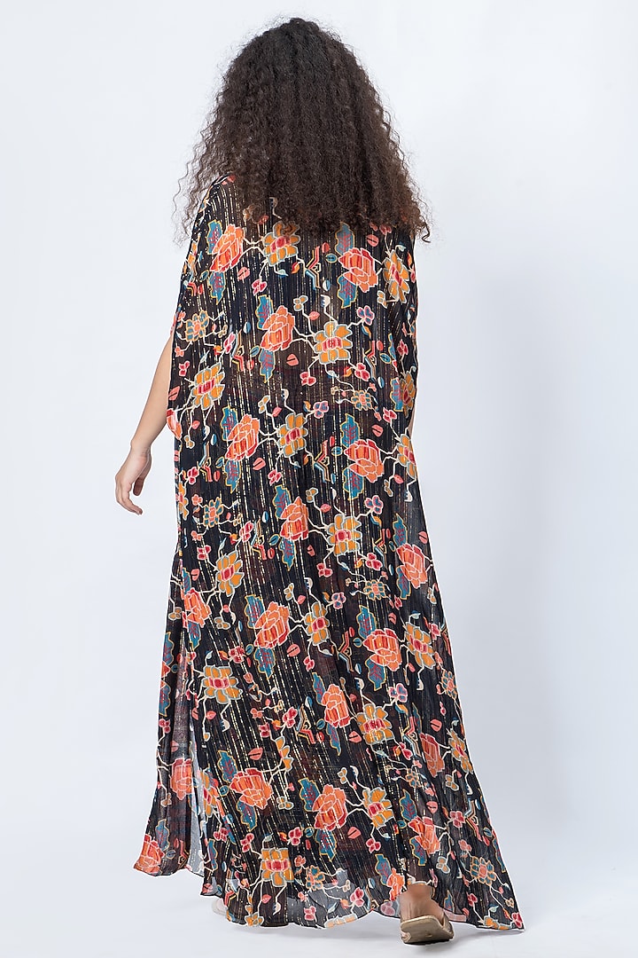 Black Floral Printed Cape Set by Verb by Pallavi Singhee at Pernia's Pop Up Shop