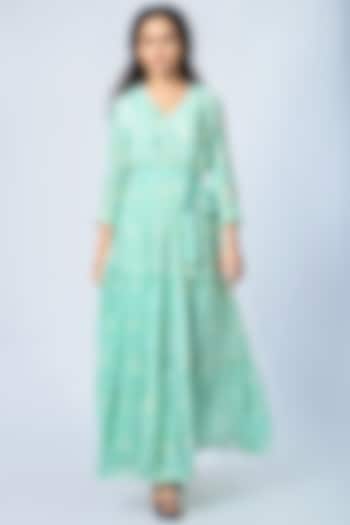 Mint Green Printed Dress by Verb by Pallavi Singhee