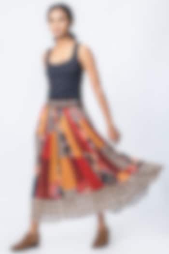 Mustard Printed Skirt by Verb by Pallavi Singhee