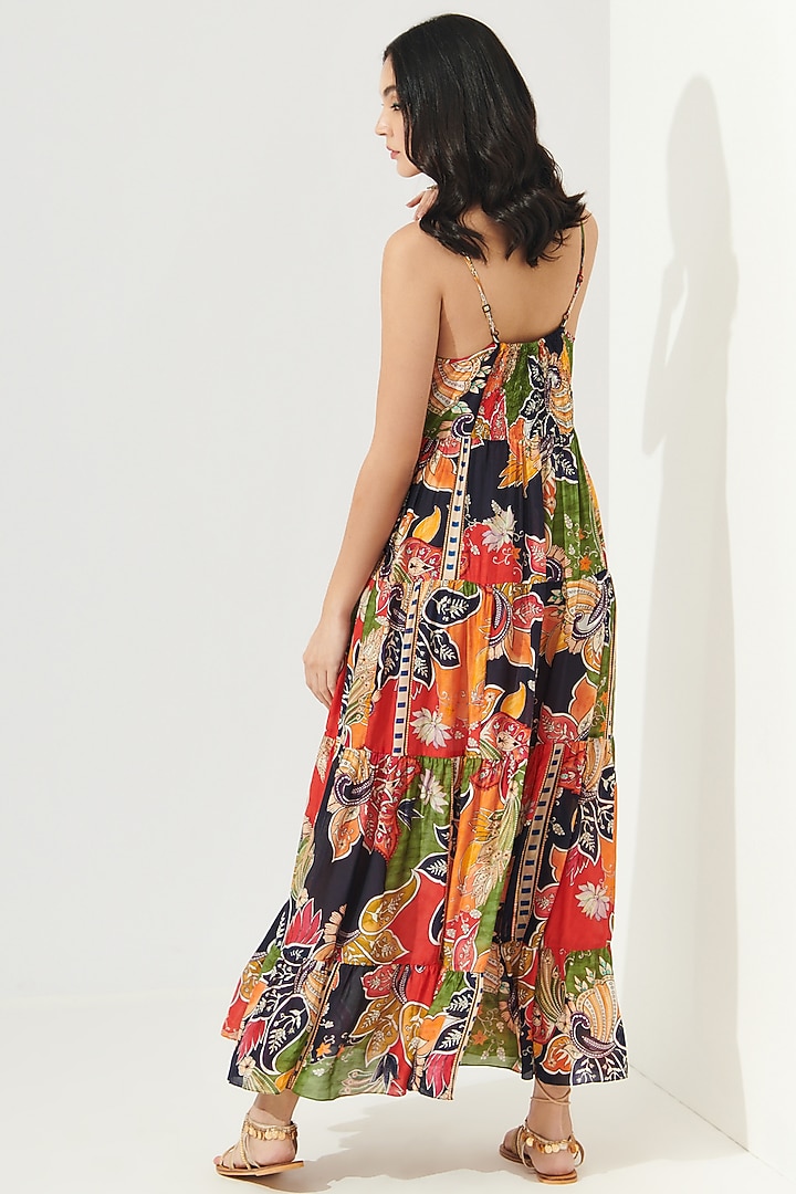 Multi-Colored Printed Spaghetti Summer Dress by Verb by Pallavi Singhee at Pernia's Pop Up Shop