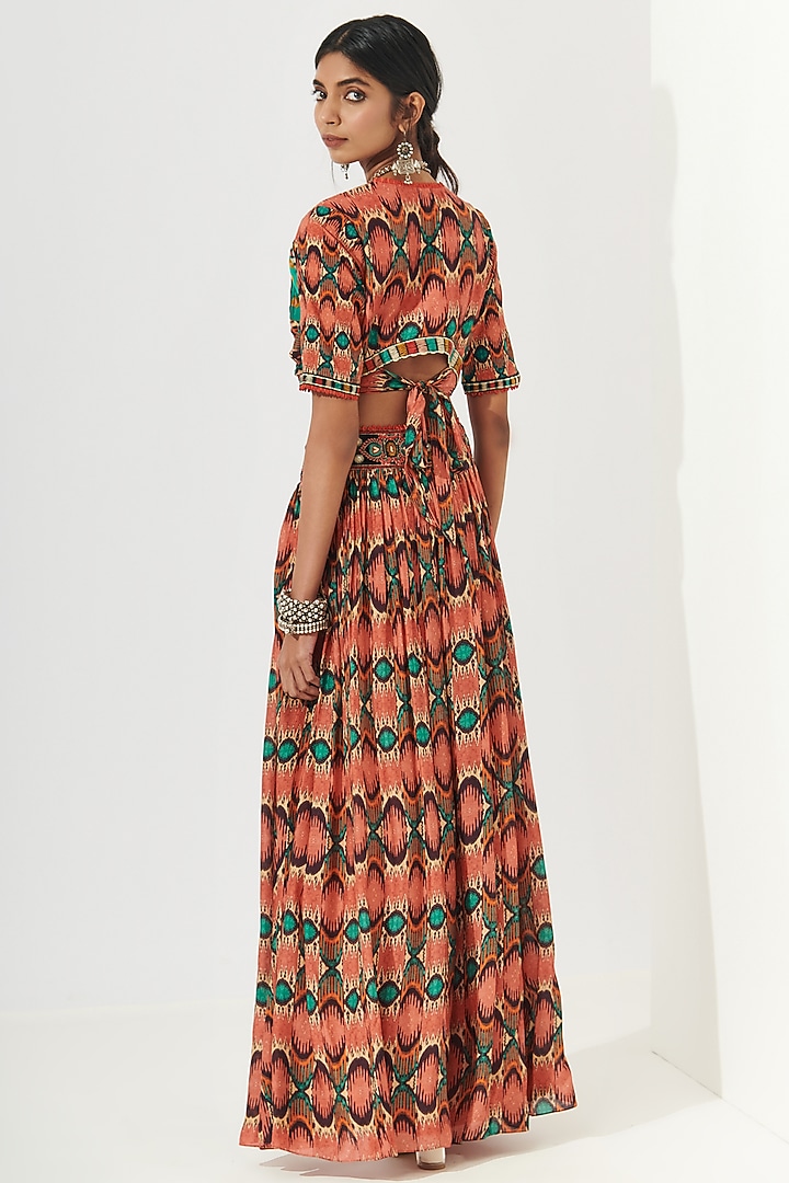 Multi-Colored Ikat Printed Crop Blouse by Verb by Pallavi Singhee at Pernia's Pop Up Shop