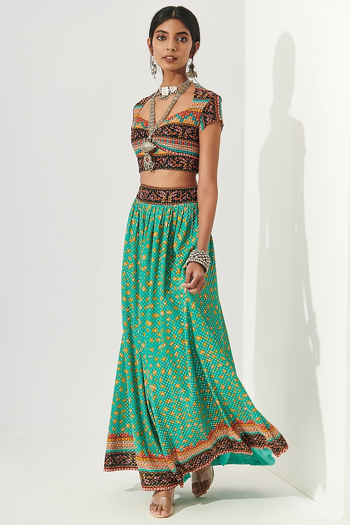Multi-Colored Sequin Crop Blouse by Verb by Pallavi Singhee