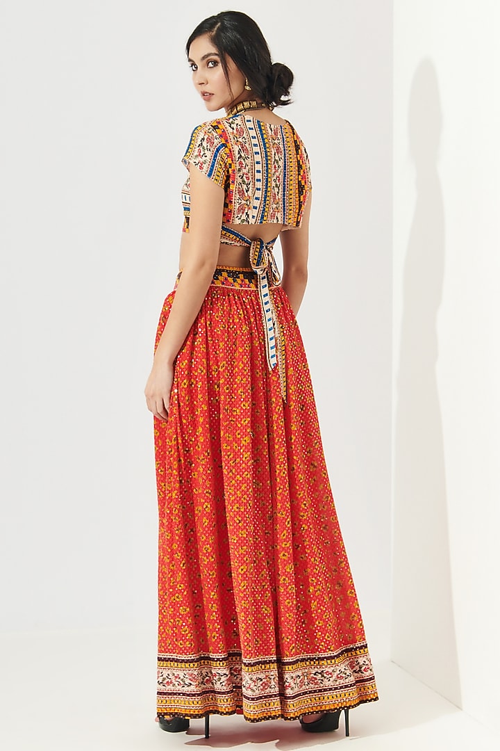 Multi-Colored Viscose Georgette Crop Blouse by Verb by Pallavi Singhee at Pernia's Pop Up Shop