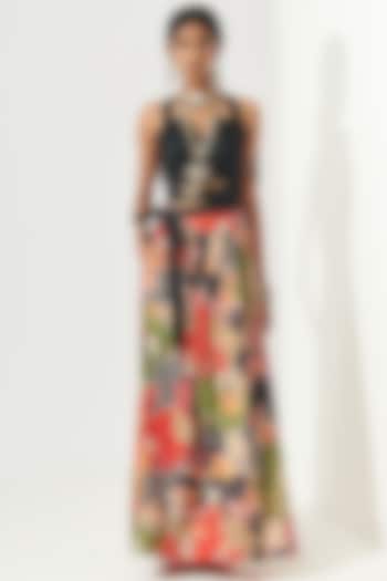 Multi-Colored Printed Sequin Gathered Skirt by Verb by Pallavi Singhee