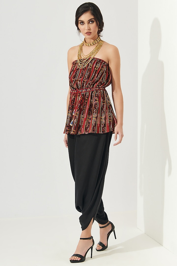 Black Viscose Lurex Georgette Dhoti Set by Verb by Pallavi Singhee at Pernia's Pop Up Shop
