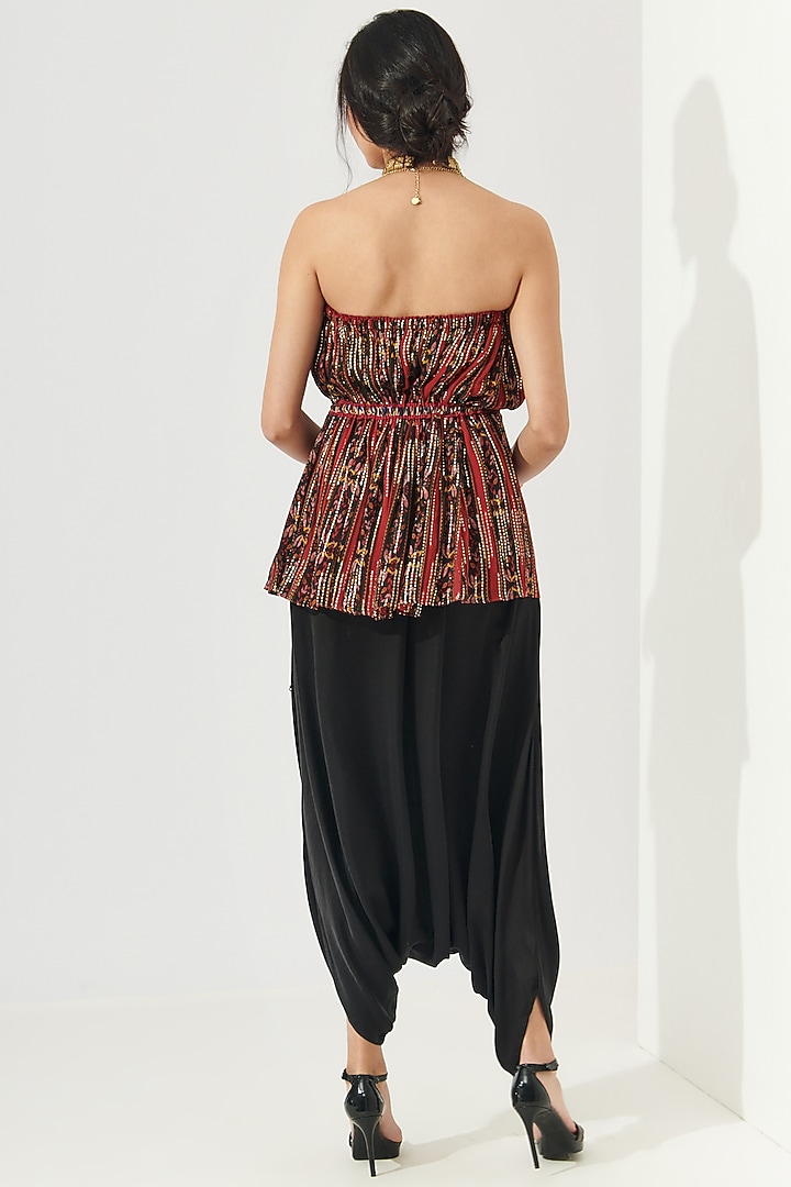 Black Viscose Lurex Georgette Dhoti Set by Verb by Pallavi Singhee at Pernia's Pop Up Shop