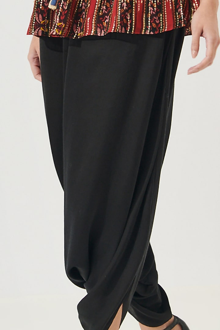 Black Viscose Lurex Georgette Dhoti Set by Verb by Pallavi Singhee at Pernia's Pop Up Shop