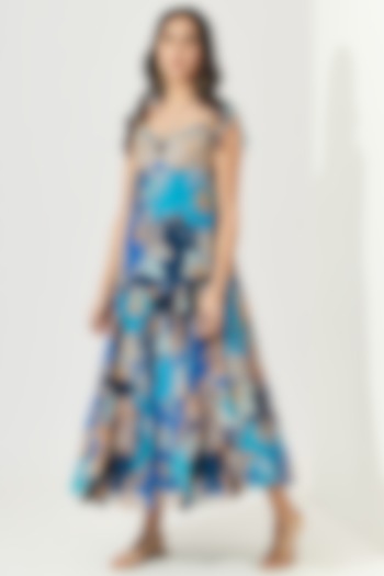 Blue Printed Summer Dress by Verb by Pallavi Singhee at Pernia's Pop Up Shop