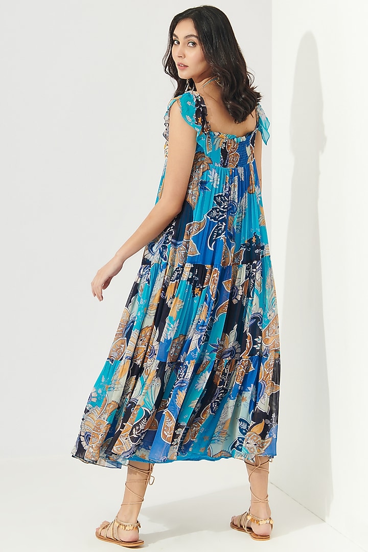 Blue Printed Summer Dress by Verb by Pallavi Singhee at Pernia's Pop Up Shop