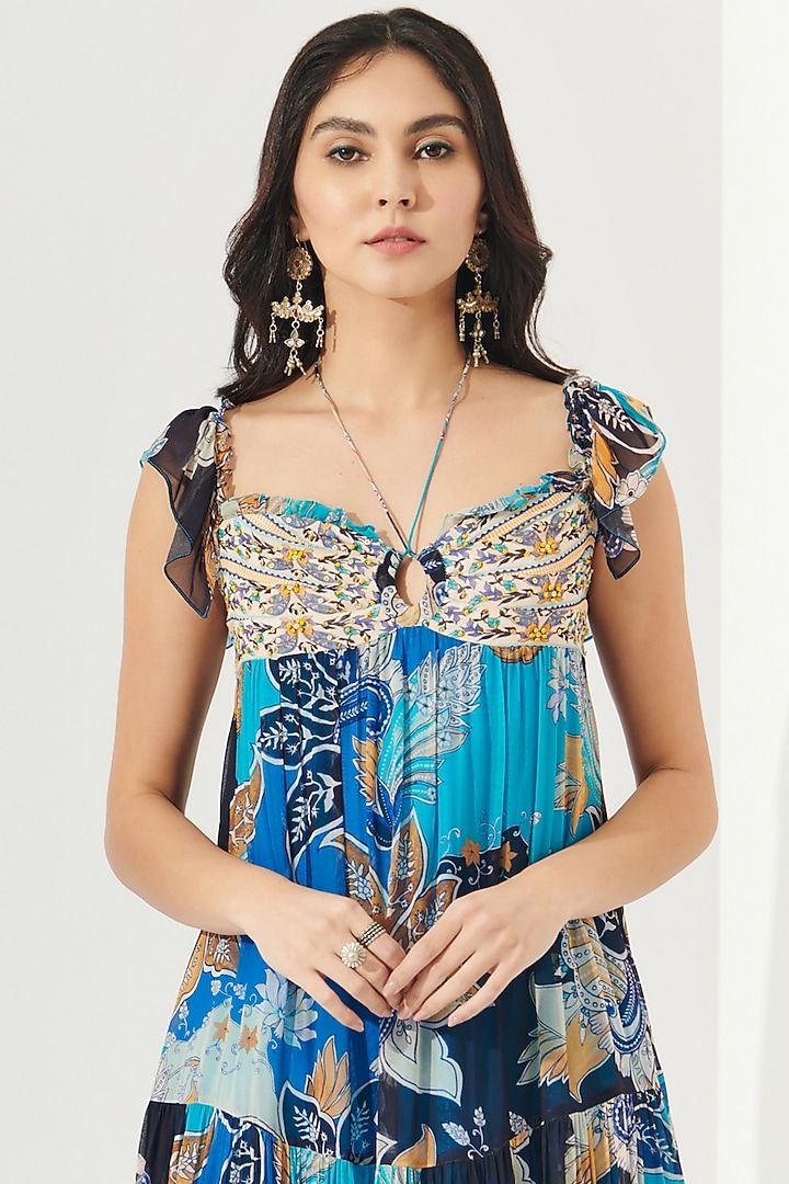 Blue Printed Summer Dress by Verb by Pallavi Singhee at Pernia's Pop Up Shop