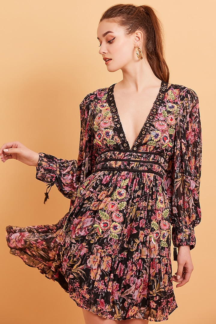 Multi-Coloured Printed Mini Vacation Dress by Verb by Pallavi Singhee at Pernia's Pop Up Shop