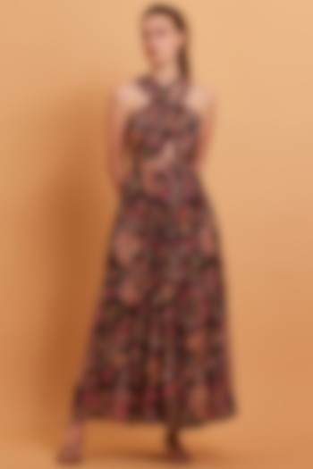 Multi-Coloured Georgette Printed Maxi Dress by Verb by Pallavi Singhee