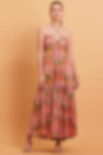 Multi-Coloured Georgette Printed Dress by Verb by Pallavi Singhee