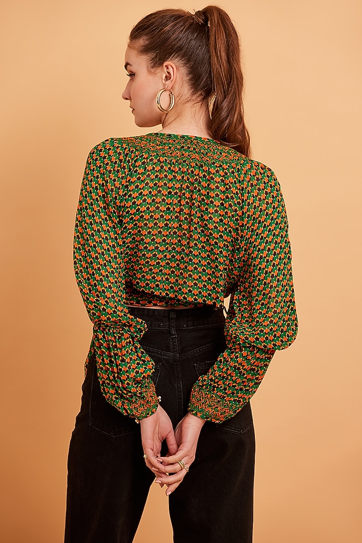 Multi-Coloured Printed Cropped Blouse by Verb by Pallavi Singhee at Pernia's Pop Up Shop