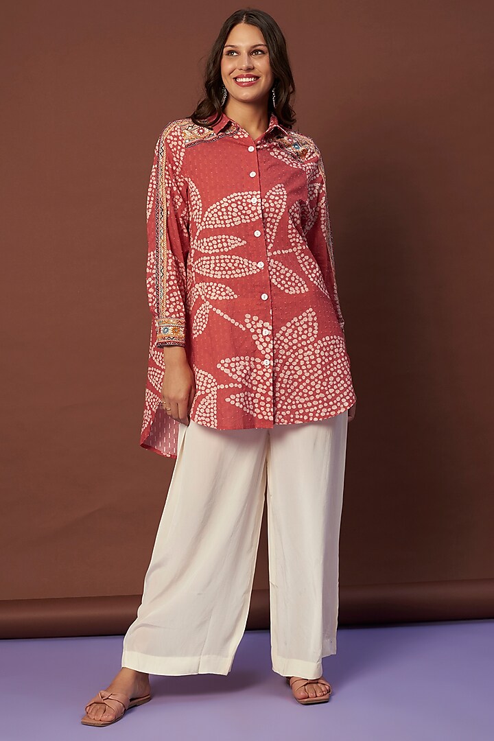 Pink Cotton Printed Shirt by Verb by Pallavi Singhee