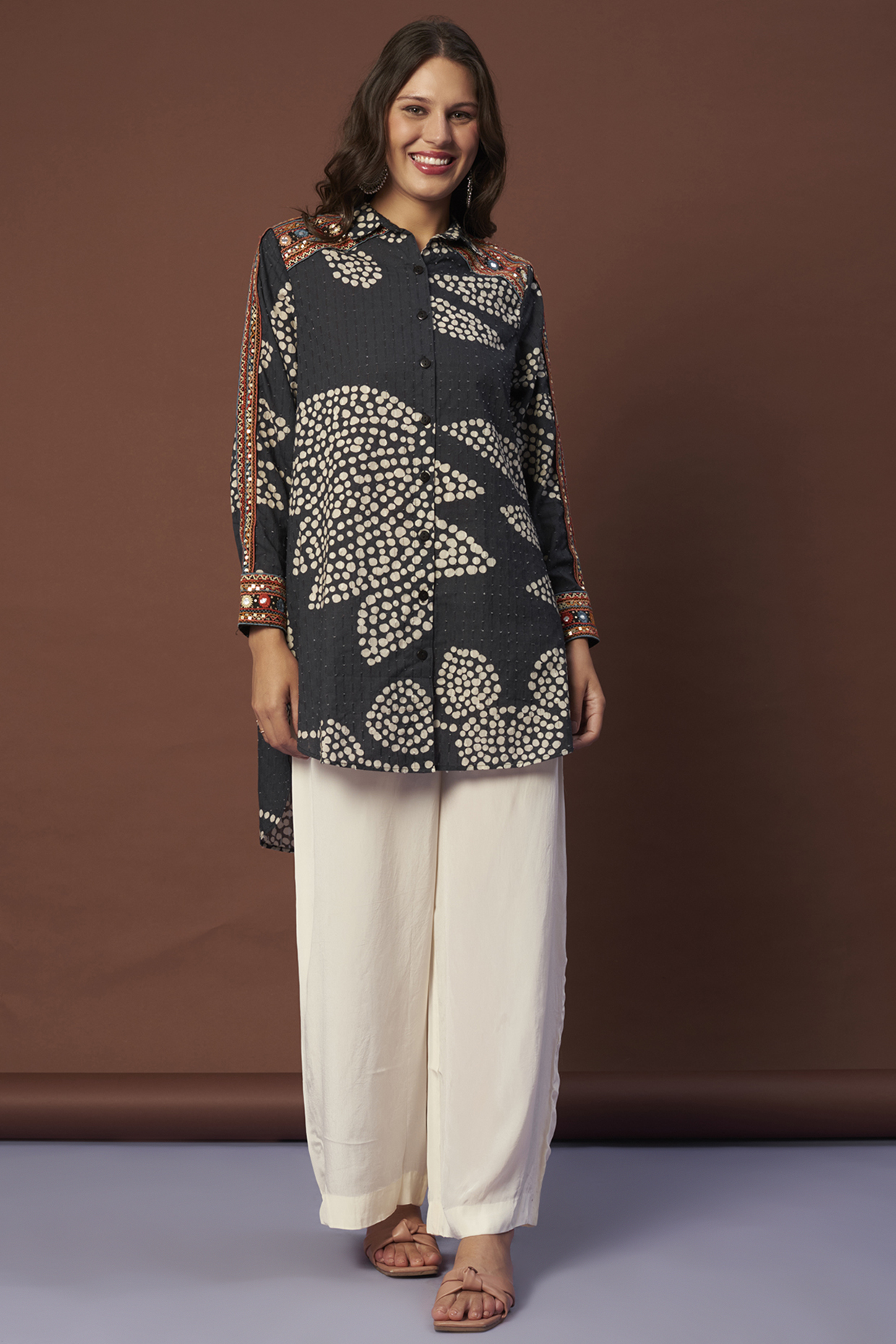 Black Cotton Printed Shirt by Verb by Pallavi Singhee