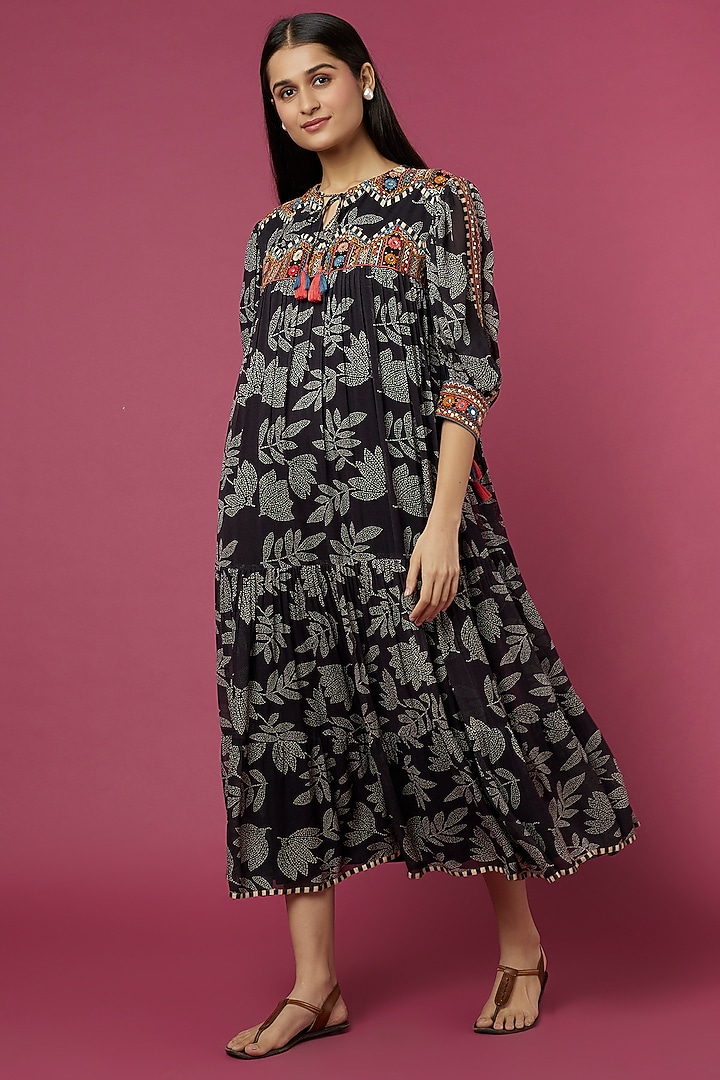 Black Embroidered Dress Design by Verb by Pallavi Singhee at Pernia's