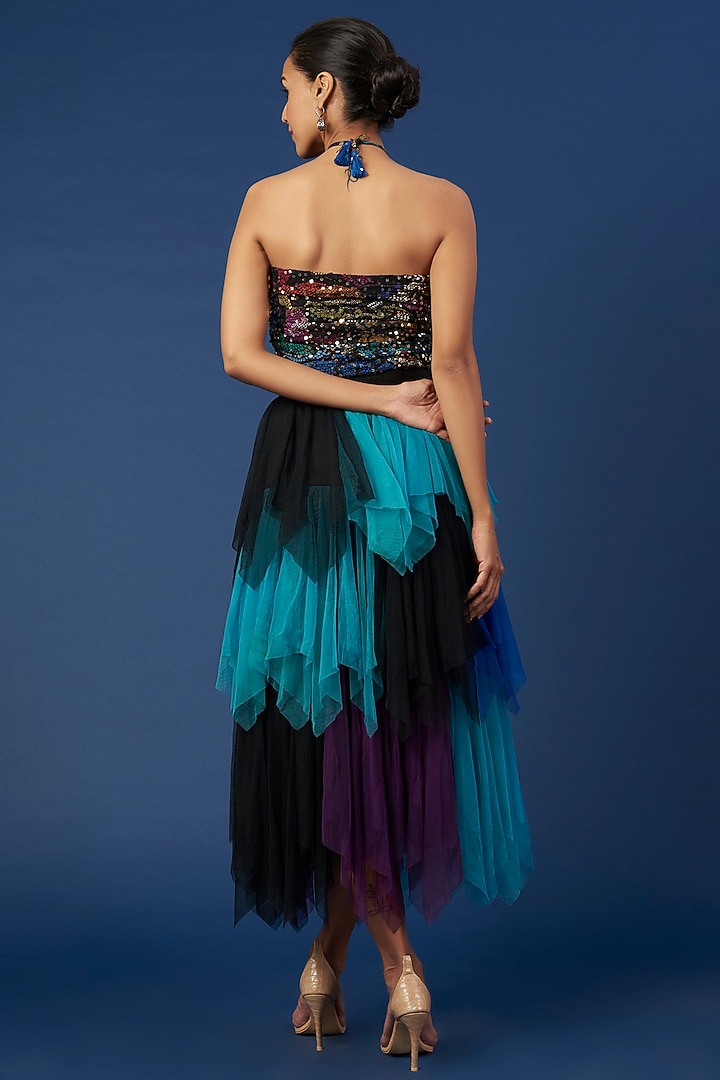 Multi-Colored Tulle Asymmetric Skirt by Verb by Pallavi Singhee at Pernia's Pop Up Shop
