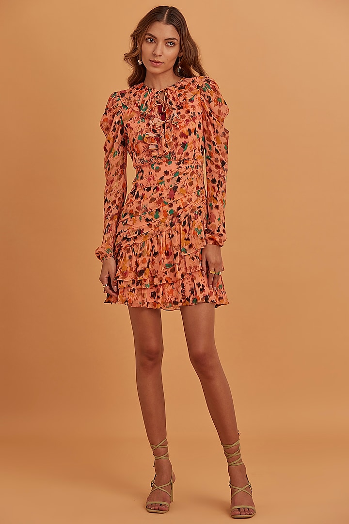 Multi-Coloured Georgette Mini Vacation Dress by Verb by Pallavi Singhee at Pernia's Pop Up Shop