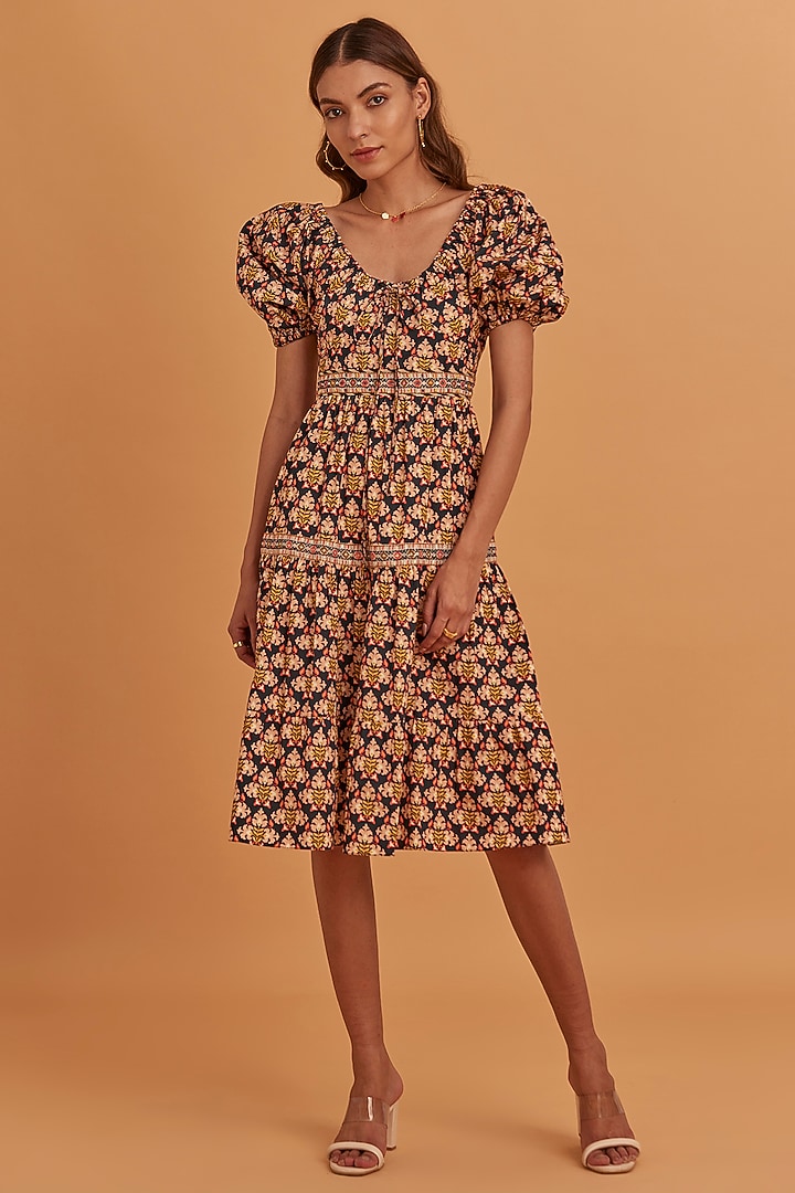 Multi-Coloured Cotton Embroidered Vacation Dress by Verb by Pallavi Singhee at Pernia's Pop Up Shop