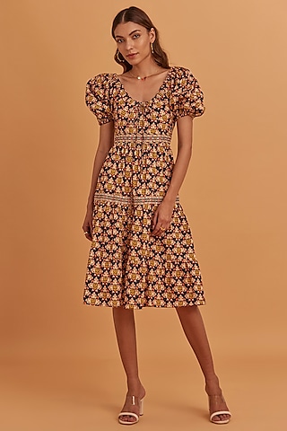 Multi-Coloured Cotton Embroidered Dress by Verb by Pallavi Singhee