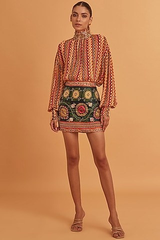 Multi-Coloured Viscose Georgette Printed Blouse by Verb by Pallavi Singhee