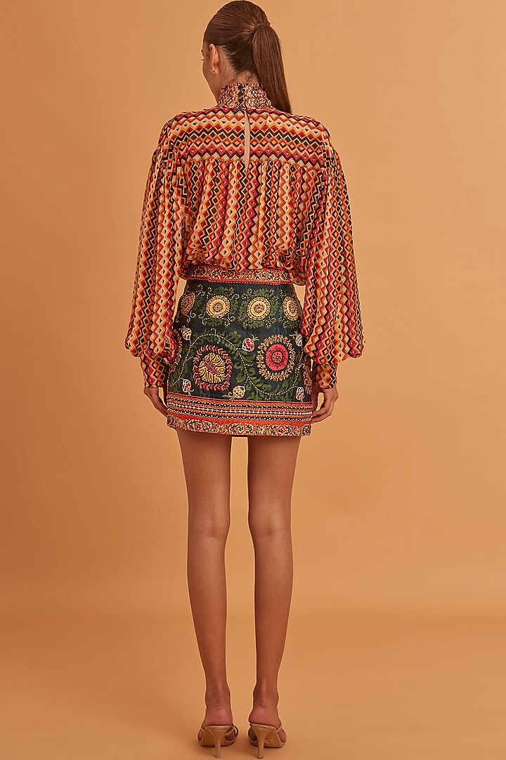 Multi-Coloured Viscose Georgette Printed Blouse by Verb by Pallavi Singhee at Pernia's Pop Up Shop