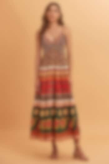Multi-Coloured Cotton Embroidered & Printed Dress by Verb by Pallavi Singhee
