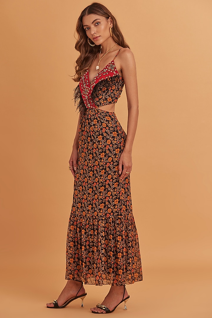 Multi-Colored Embroidered & Printed Vacation Dress by Verb by Pallavi Singhee at Pernia's Pop Up Shop