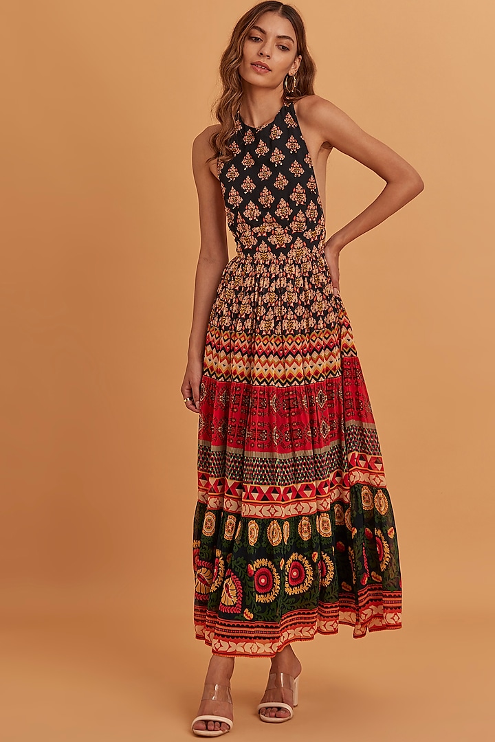 Multi-Colored Georgette Printed Dress by Verb by Pallavi Singhee