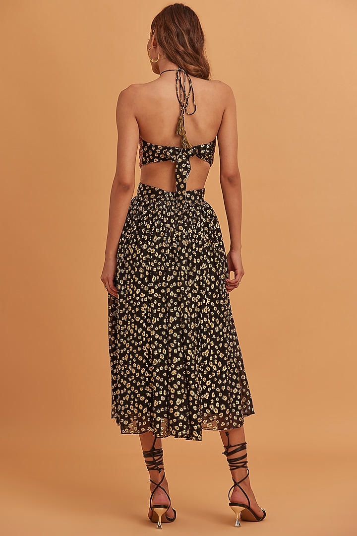 Multi-Colored Lurex Georgette Printed Vacation Dress by Verb by Pallavi Singhee at Pernia's Pop Up Shop