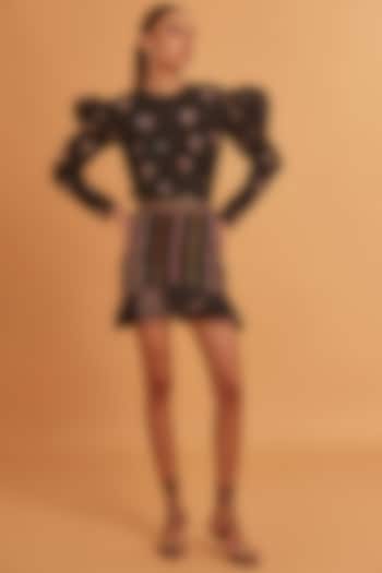 Black Cotton mini Skirt by Verb by Pallavi Singhee