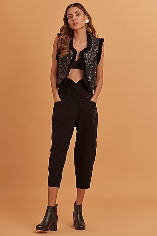 Black Leather Jacket by Verb by Pallavi Singhee