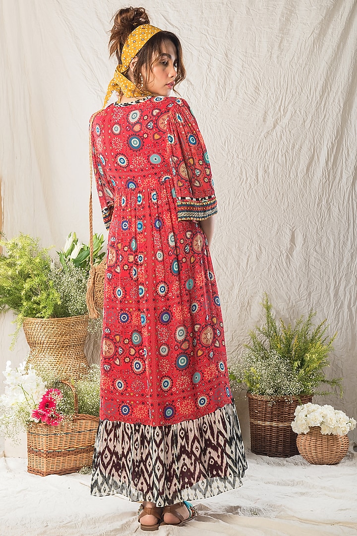 Red Printed Maxi Vacation Dress by Verb by Pallavi Singhee at Pernia's Pop Up Shop