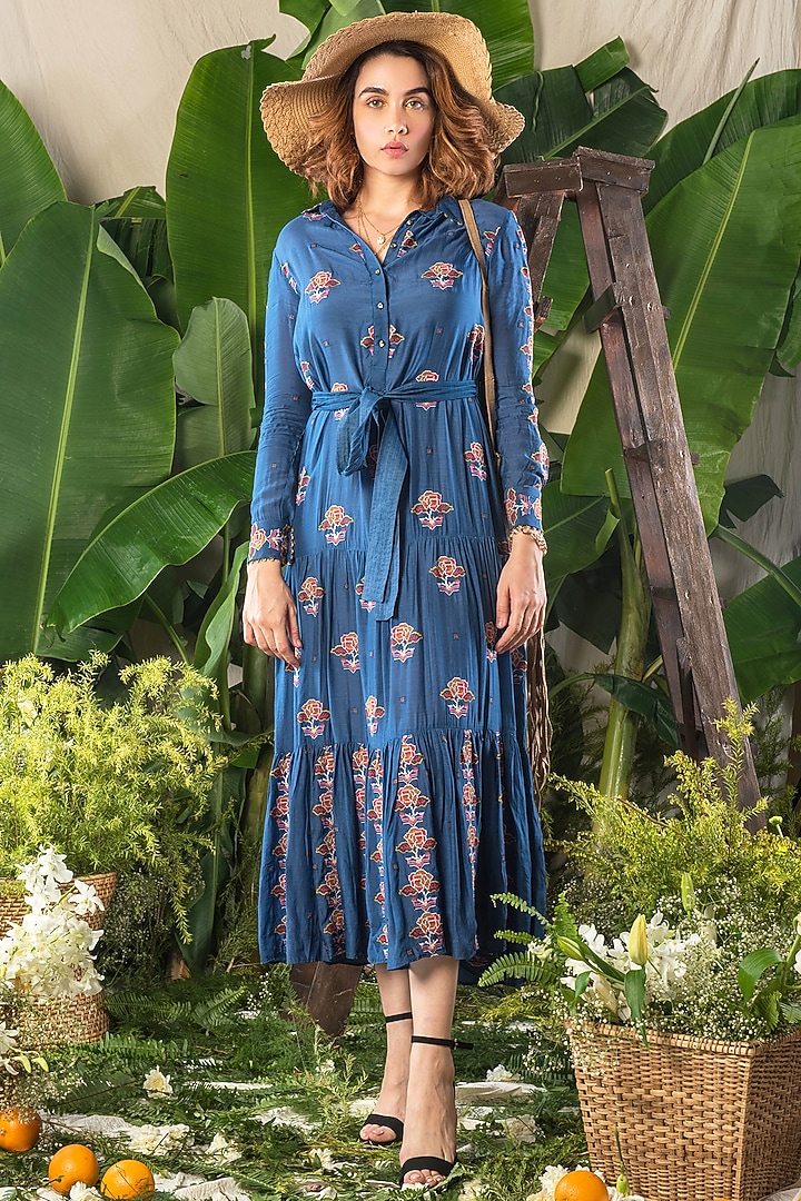 Royal Blue Maxi Vacation Dress by Verb by Pallavi Singhee at Pernia's Pop Up Shop