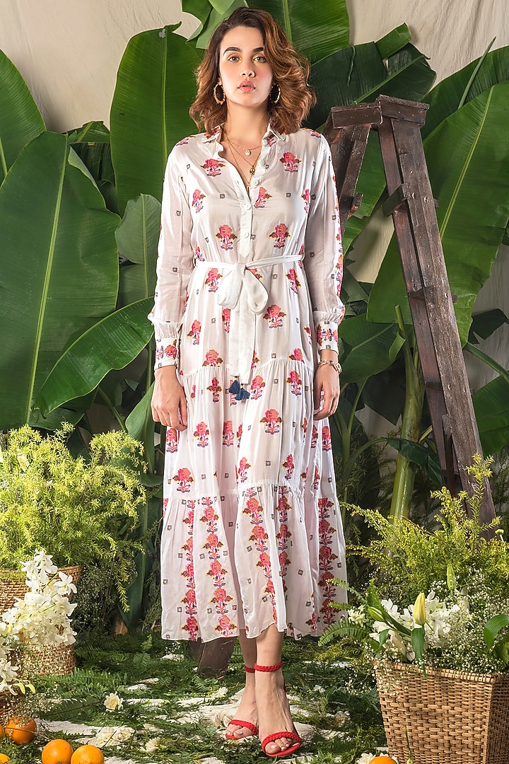 Ivory Silk Maxi Vacation Dress by Verb by Pallavi Singhee at Pernia's Pop Up Shop