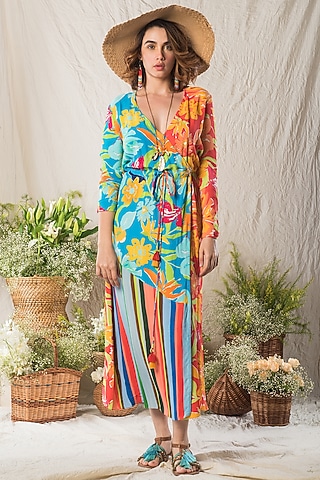 Powder Blue Wrap Dress by Verb by Pallavi Singhee