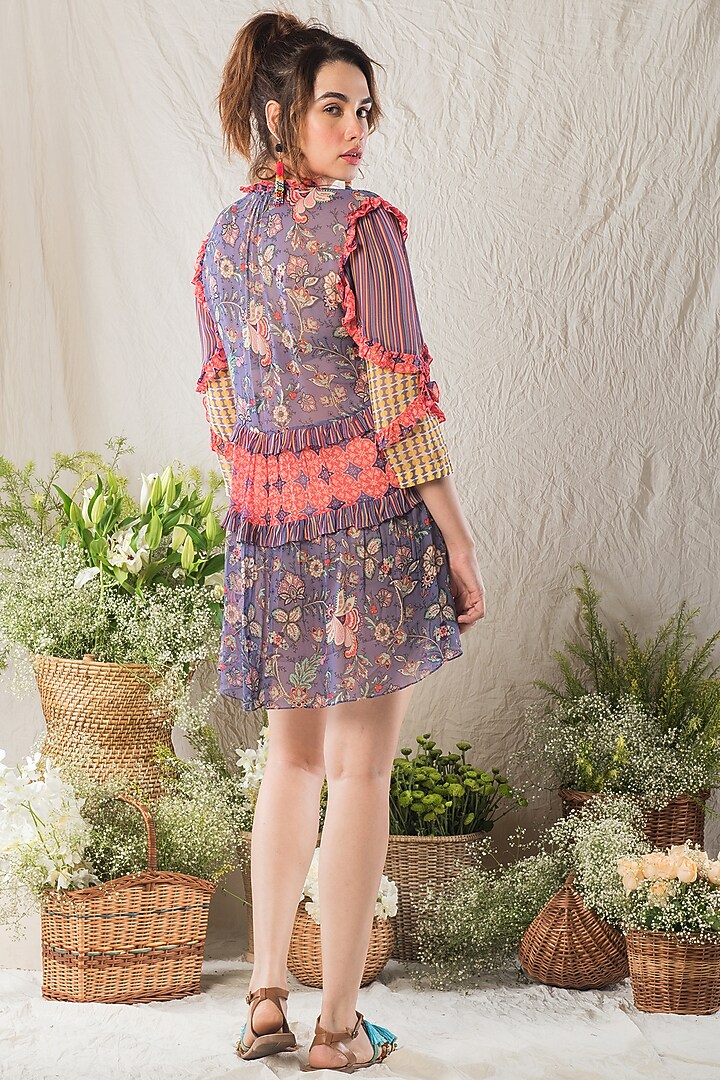 Mauve & Yellow Printed Summer Dress by Verb by Pallavi Singhee at Pernia's Pop Up Shop