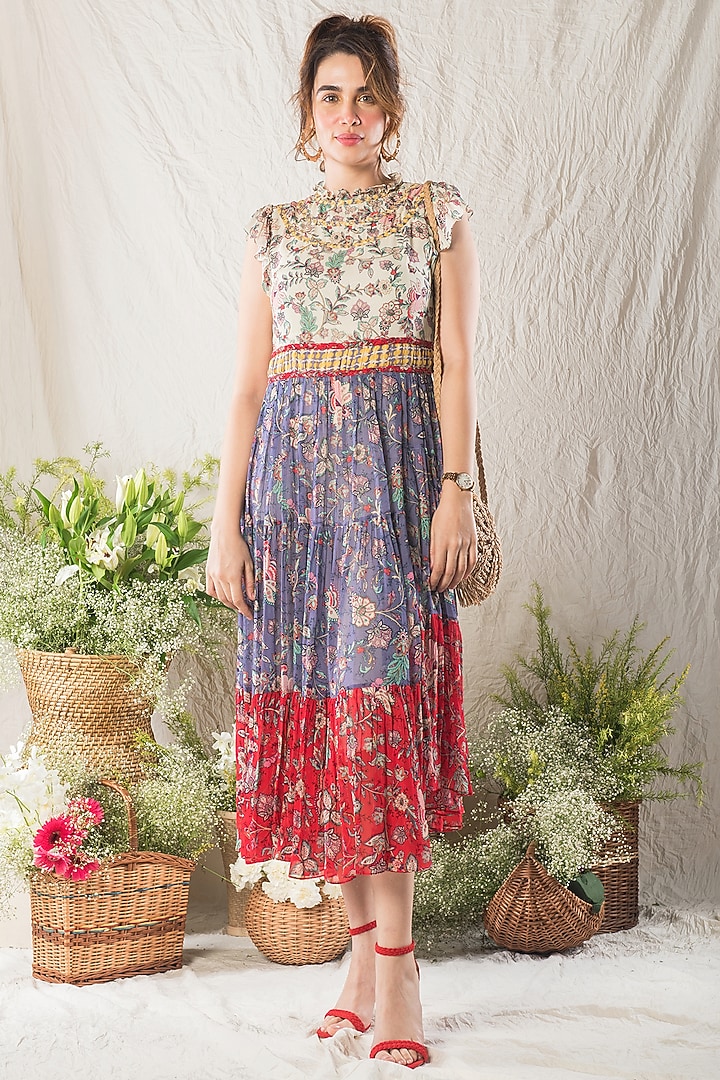 Multi Colored Printed Maxi Summer Dress by Verb by Pallavi Singhee at Pernia's Pop Up Shop