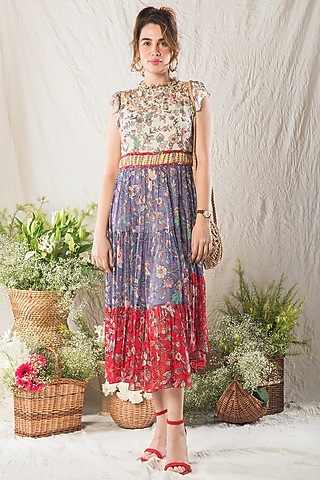 Multi Colored Printed Maxi Dress by Verb by Pallavi Singhee