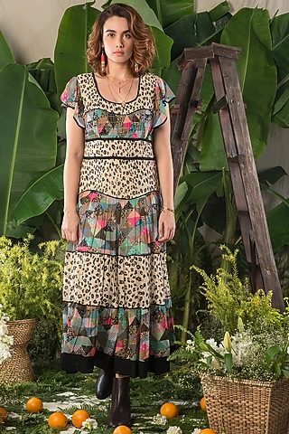 White Printed Maxi Dress by Verb by Pallavi Singhee