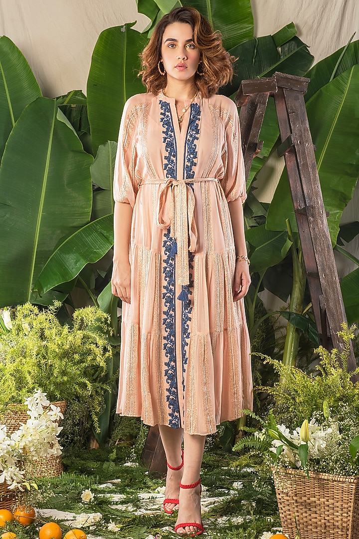 Pink Georgette Maxi Vacation Dress by Verb by Pallavi Singhee at Pernia's Pop Up Shop