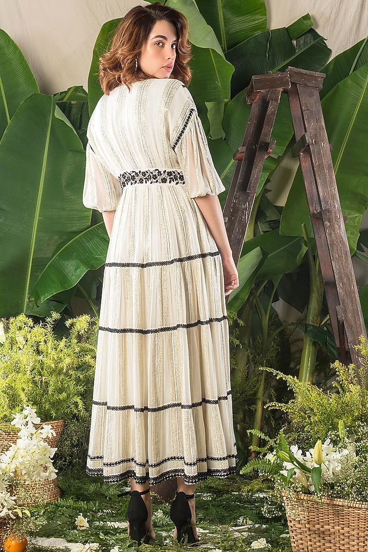 Ivory Embroidered Drop Shoulder Vacation Dress by Verb by Pallavi Singhee at Pernia's Pop Up Shop